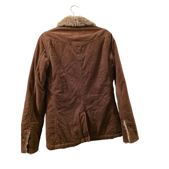 Vtg Y2K Abercrombie & Fitch Penny Lane Faux Sherpa Lined Jacket Sz M Brown - Picture 2 of 10